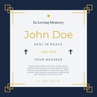 Duotone Ornamental J. Doe Memoriam Funeral Invitation Template