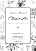 Floral Claire Lee Funeral Invitation Template