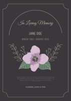Simple Flower J. Doe Funeral Invitation Template