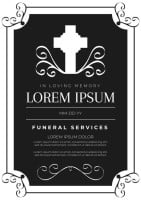 Ornamental Black Memoriam Funeral Invitation Template