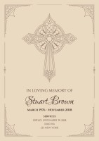 Ornamental Cross Memory Funeral Invitation Template
