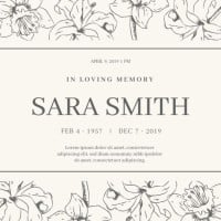 Floral Sara Smith Funeral Invitation Template