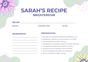 Floral Hand-drawn Sarah's Recipe Template