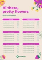 Cute Hi There Pretty Flowers Spring Party Checklist Template