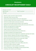 Monocolor Simple Recepcionist Daily Checklist Template