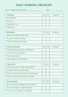 Simple Professional Daily Nursing Checklist Template