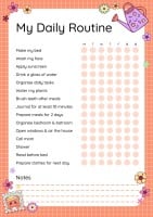 Cute Floral Daily Routine Checklist Template