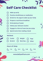 Abstract Colorful Daily Self Care Checklist Template
