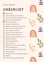 Hand-drawn Pattern Boho Self Care Day Checklist Template