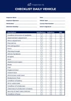 Simple Daily Vehicle Inspection Checklist Template