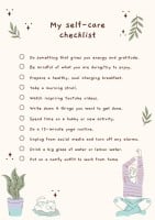 Creative Hand-drawn Linear Self Care Routine Checklist Template