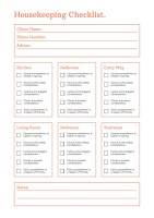 Minimalist Modern Housekeeping Cleaning Checklist Template