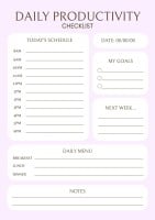Pastel Aesthetic Daily Productivity Checklist Template