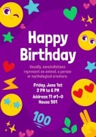 Flat Colorful Funny Emojis Birthday Invitation Template