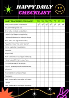 Cool Neon Happy Day Daily Checklist Template