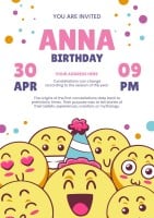 Linear Funny Emojis Anna's Birthday Invitation Template
