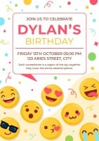 Colorful Flat Emojis Birthday Invitation Template