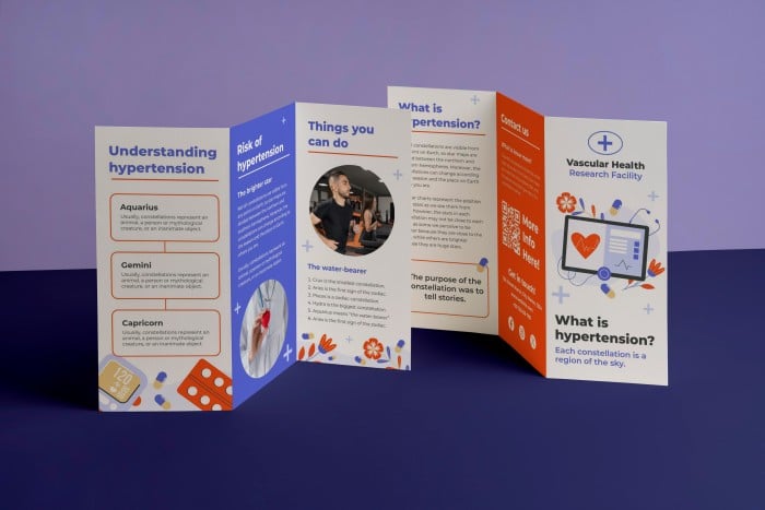Cool Flat Hypertension Trifold Brochure Template