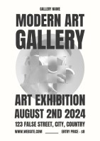 Monocolor Simple Modern Art Gallery Exhibition Poster Template