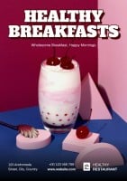Simple Vintage Healthy Breakfast Restaurant Poster Template