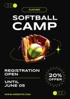 Modern 3D Style Summer Softball Camp Poster Template