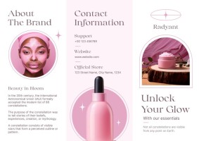 Aesthetic Pastel Beauty Products Trifold Brochure Template