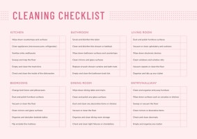 Minimalist Pastel Housekeeping Cleaning Checklist Template