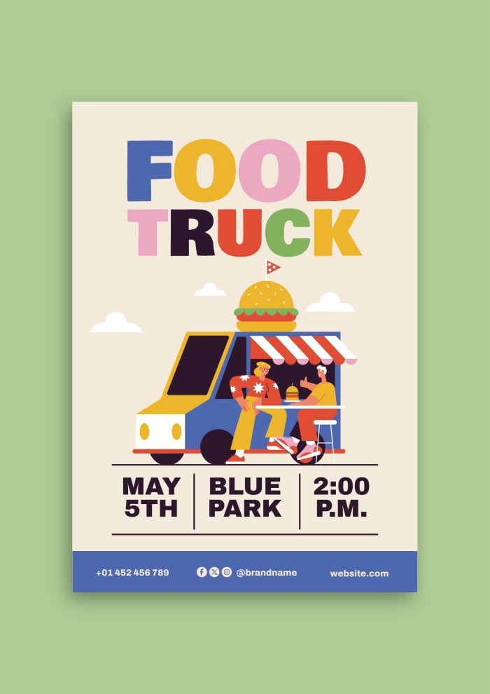 Modern Vibrant Colors Food Truck Flyer Template