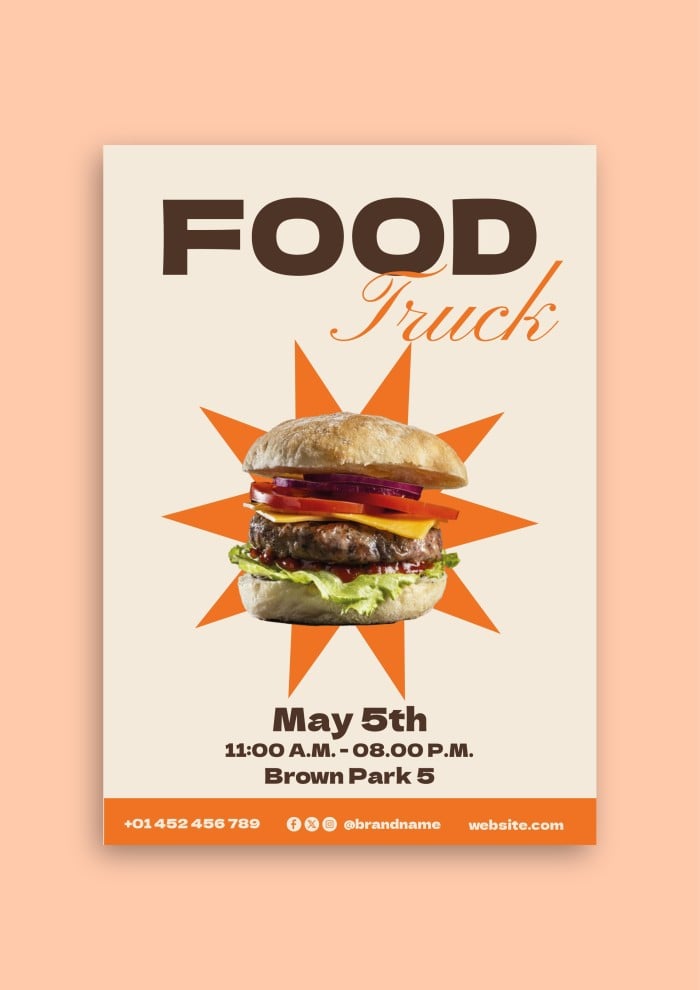 Linear Modern Food Truck Fest Flyer Template