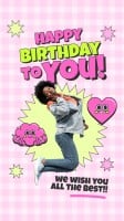 Cool  Pink & Green Birthday Instagram Story Template