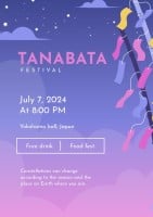 Gradient Simple Tanabata Food Fest Free Drink Poster Template