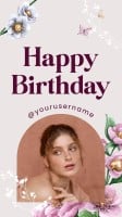 Floral Vintage Happy Birthday Instagram Story Template