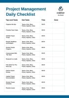 Minimalist  Project Management Daily Checklist Template