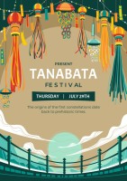 Flat Hand-drawn Japanese Elements Tanabata Festival Poster Template
