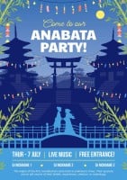 Flat Hand-drawn Come To Our Tanabata Party Free Entrance Poster Template