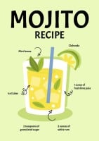 Hand-drawn Mojito Cocktail Recipe Template