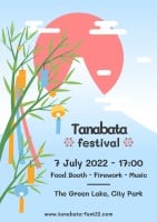 Flat Simple Tanabata Festival Food & Music Party Poster Template
