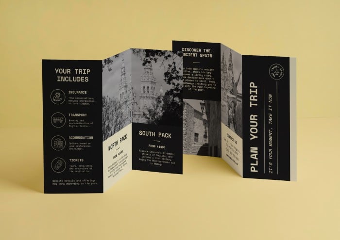 Modern Minimalist Travel Agency City Tour Trifold Brochure Template