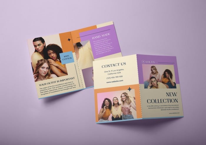Colorful Aesthetic New Collection Bifold Brochure Template