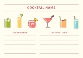 Linear Hand-drawn Cocktail Recipe Template
