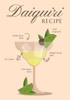 Hand-drawn Aesthetic Daiquiri Cocktail Recipe Template