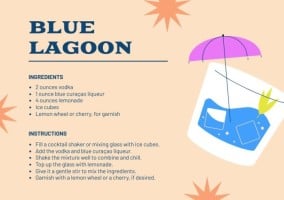 Creative  Blue Lagoon Cocktail Recipe Template