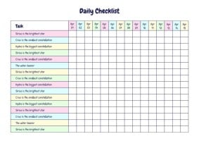 Linear Colorful Personal Daily Routine Checklist Template