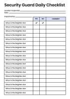 Minimalist Security Guard Daily Checklist Template