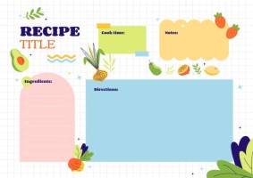 Aesthetic Hand-drawn Vegetables And Plants Recipe Template