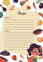 Hand-drawn Girl Cooking Book Recipe Template