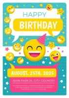 Flat Funny Emoji Birthday Invitation Template