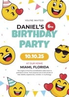Linear Colorful Emojis BIrthday Party Invitation Template