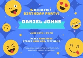 Funny Colorful Emojis Birthday Party Invitation Template