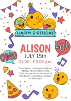 Linear Colorful Funny Emoji Birthday Invitation Template